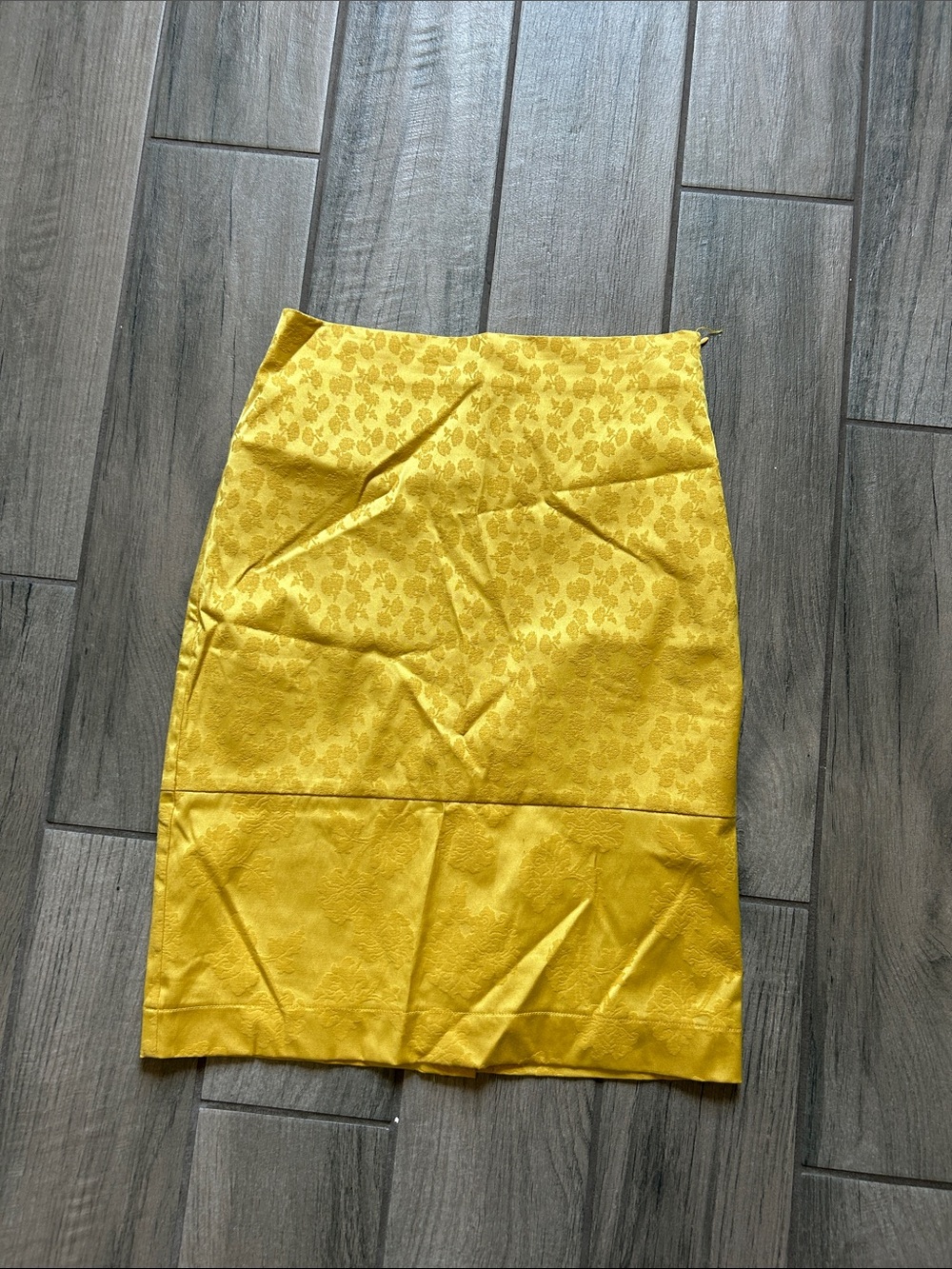 DownEast Yellow Floral Jacquard Pencil Skirt
